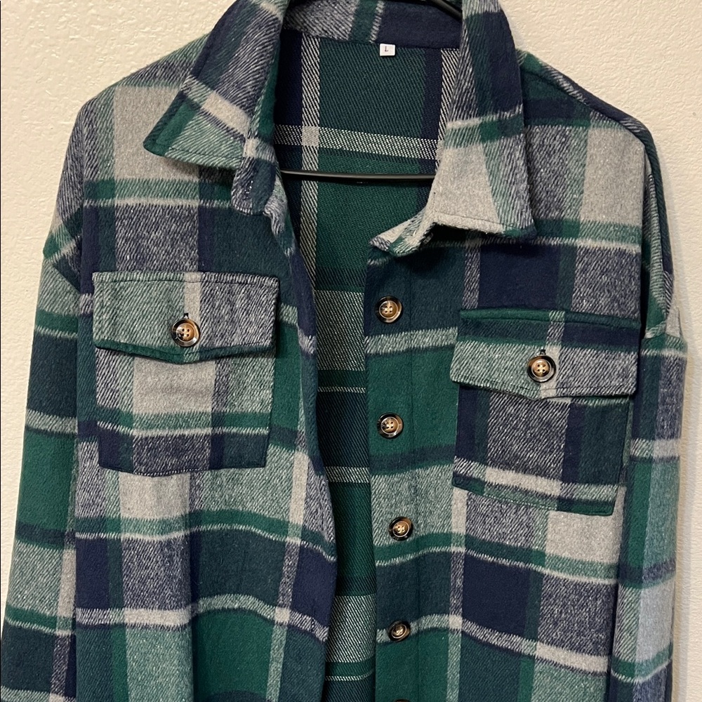 Plaid Button-Up Shirt with Pockets